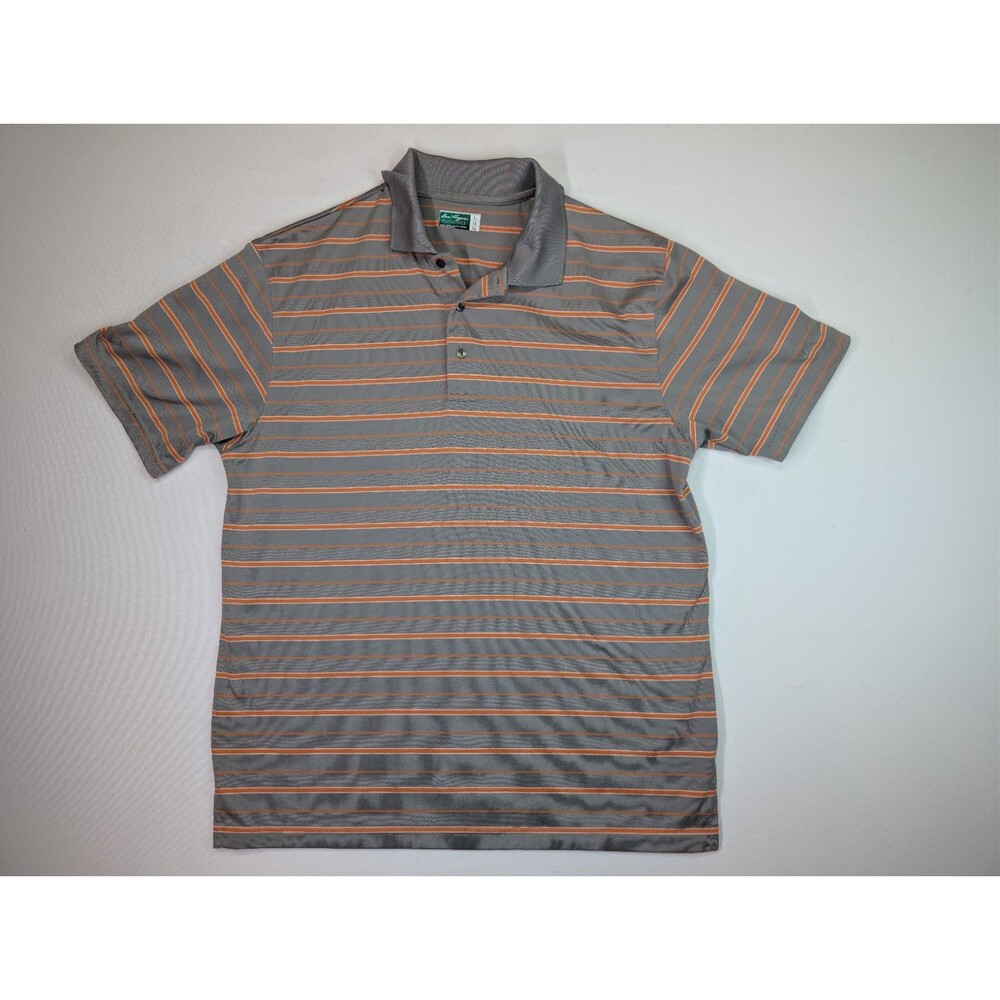 Men's Golf Shirt Polo Large Ben Hogan  Performance Power Air Orange Striped